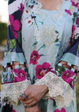 Close up image of AQUABELLA beautiful Printed Chikankari Lawn floral dress.