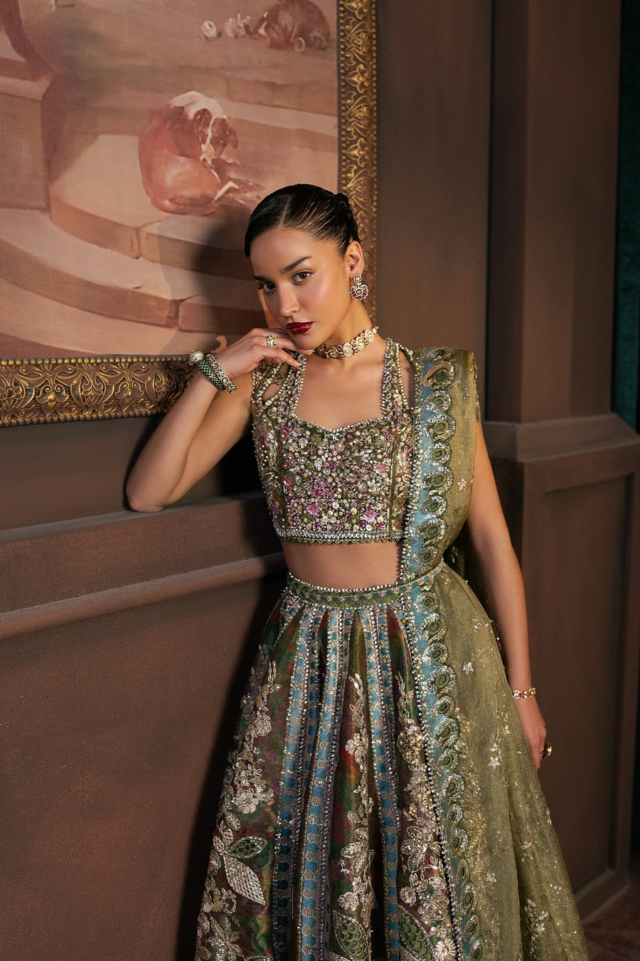 Afrozeh Hayat Wedding Embroidered Zari Unstitched 3Pc Suit - Mahsil