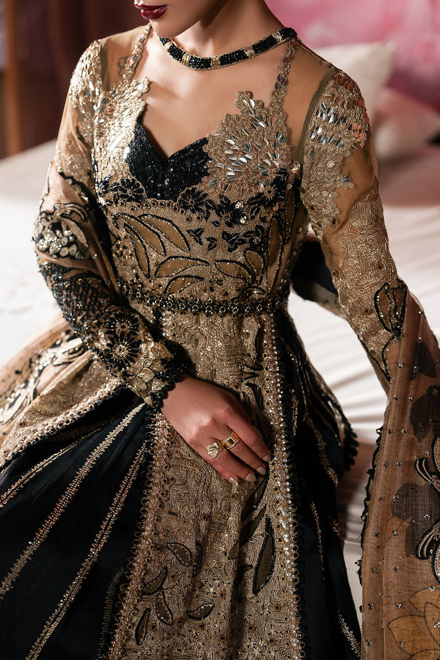 Afrozeh Hayat Wedding Embroidered Organza Unstitched 3Pc Suit - Rayyan