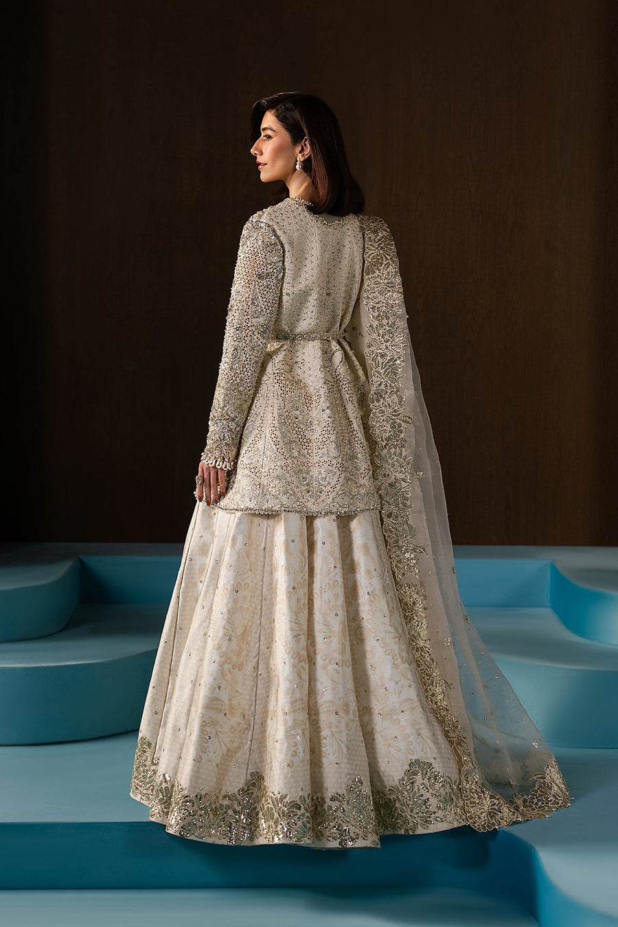 Afrozeh Hayat Wedding Embroidered Raw Silk Unstitched 3Pc Suit - Rohave