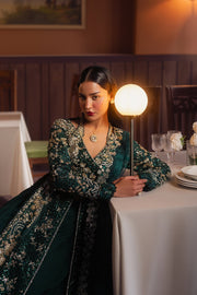 Afrozeh Hayat Wedding Embroidered Raw Silk Unstitched 3Pc Suit - Zareenah