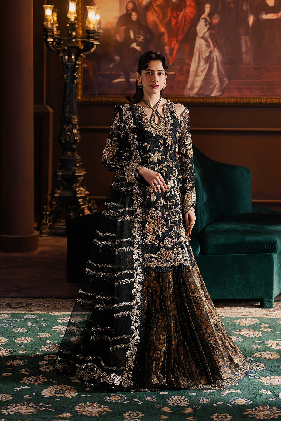 Afrozeh Hayat Wedding Embroidered Raw Silk Unstitched 3Pc Suit - Sarave