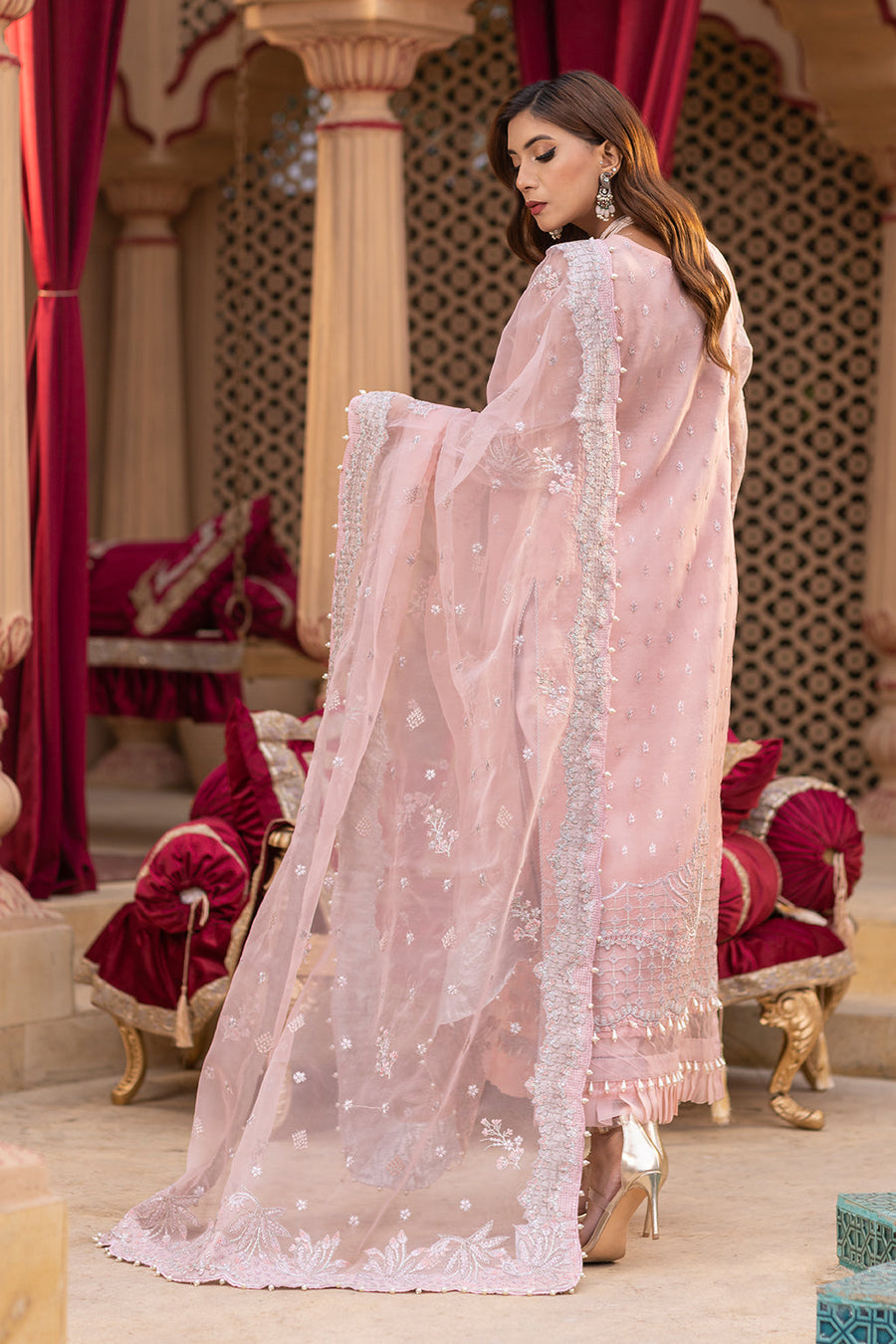 Dastgah by Neeshay Embroidered Organza Unstitched 3Pc Suit - MEHR
