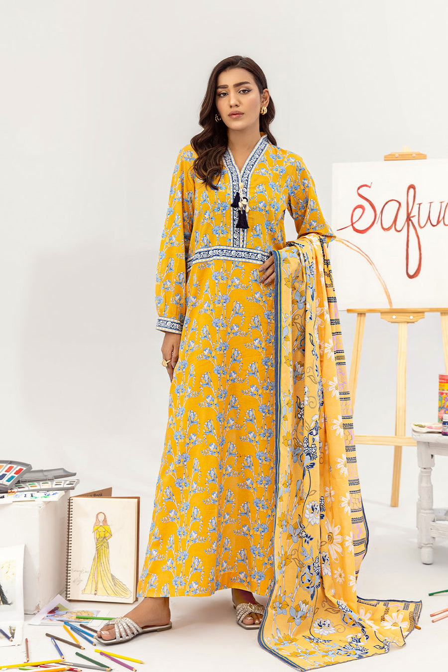 Safwa Praha Vol-06 Digital Printed Lawn Unstitched 3Pc Suit SPH-53