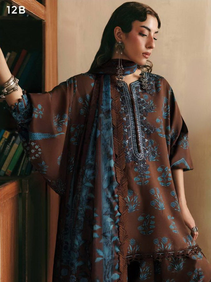 Maria B MBasics Embroidered Linen Unstitched 3Pc Suit MB-CUSV15-12B