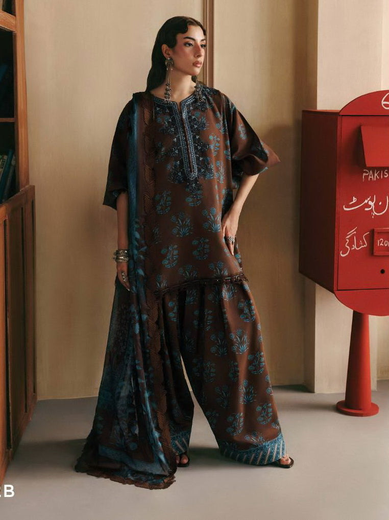 Maria B MBasics Embroidered Linen Unstitched 3Pc Suit MB-CUSV15-12B