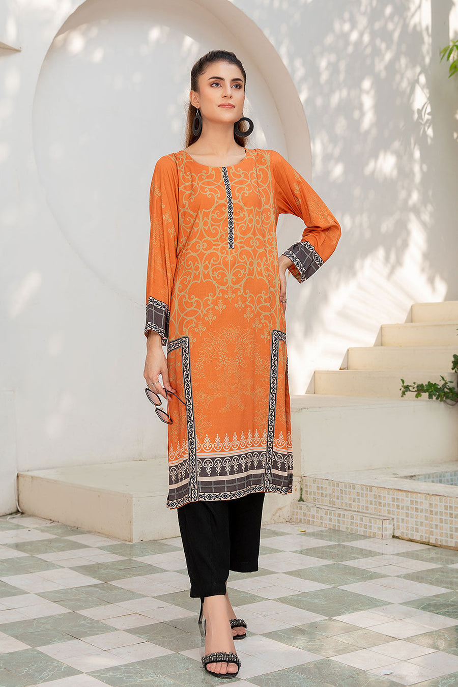 Safwa Tia Digital Printed Viscose Unstitched 1Piece Kurti VTC-12