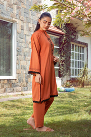 La Rosaa Basics Embroidered Self Cotton Lawn Stitched 2Pc Suit LRB24-04 Lea