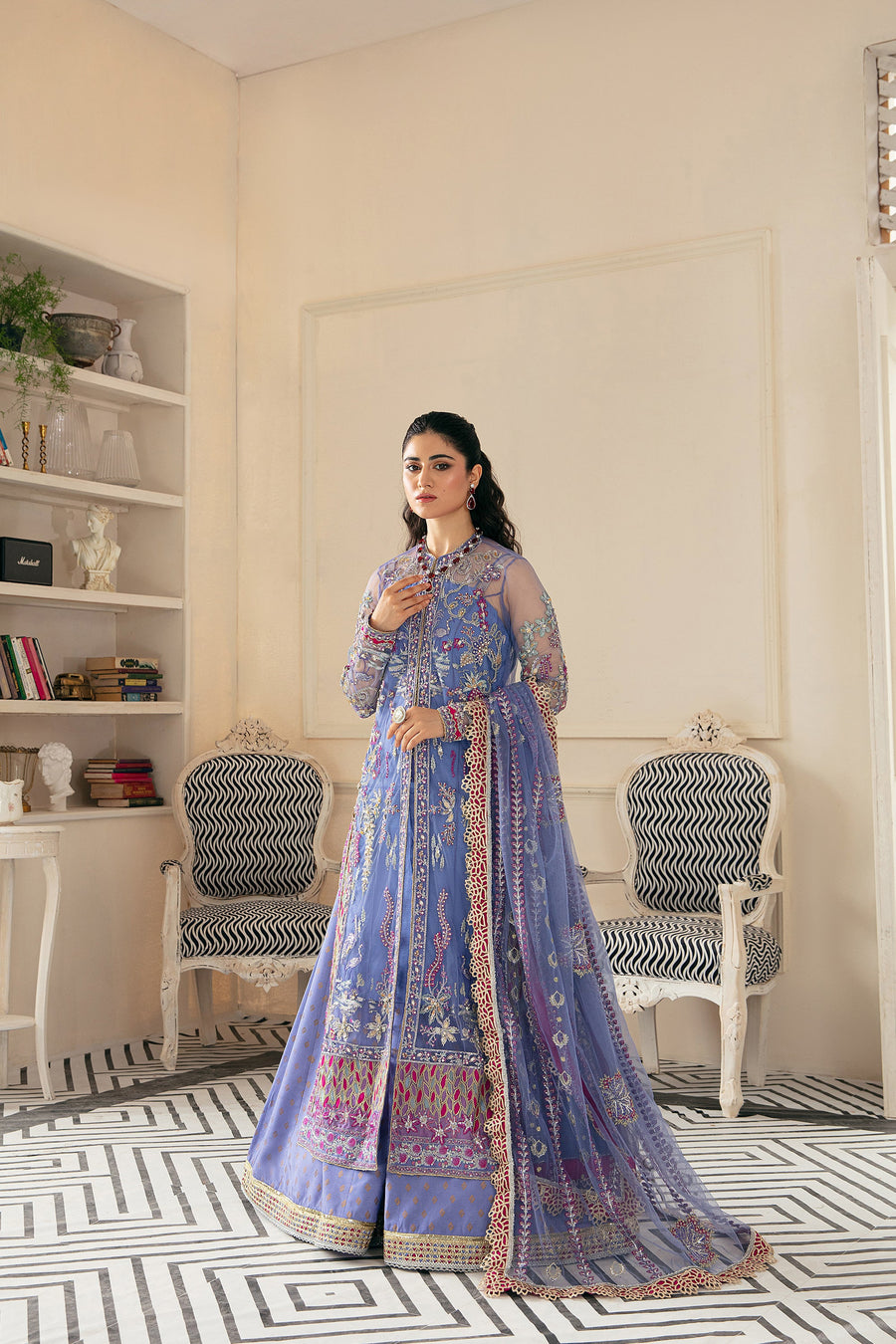 EZRA Luxury Wedding Hand Embellished Net Unstitched 3Pc Suit WD22-02 AFROZEH