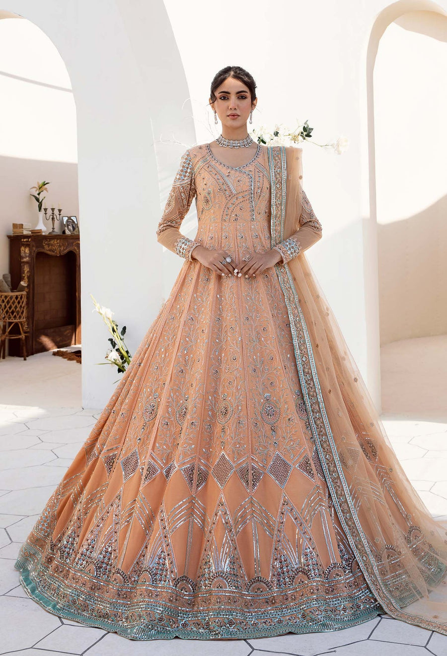 Nyra by Akbar Aslam Embroidered Net Suit - 1464 LEAH
