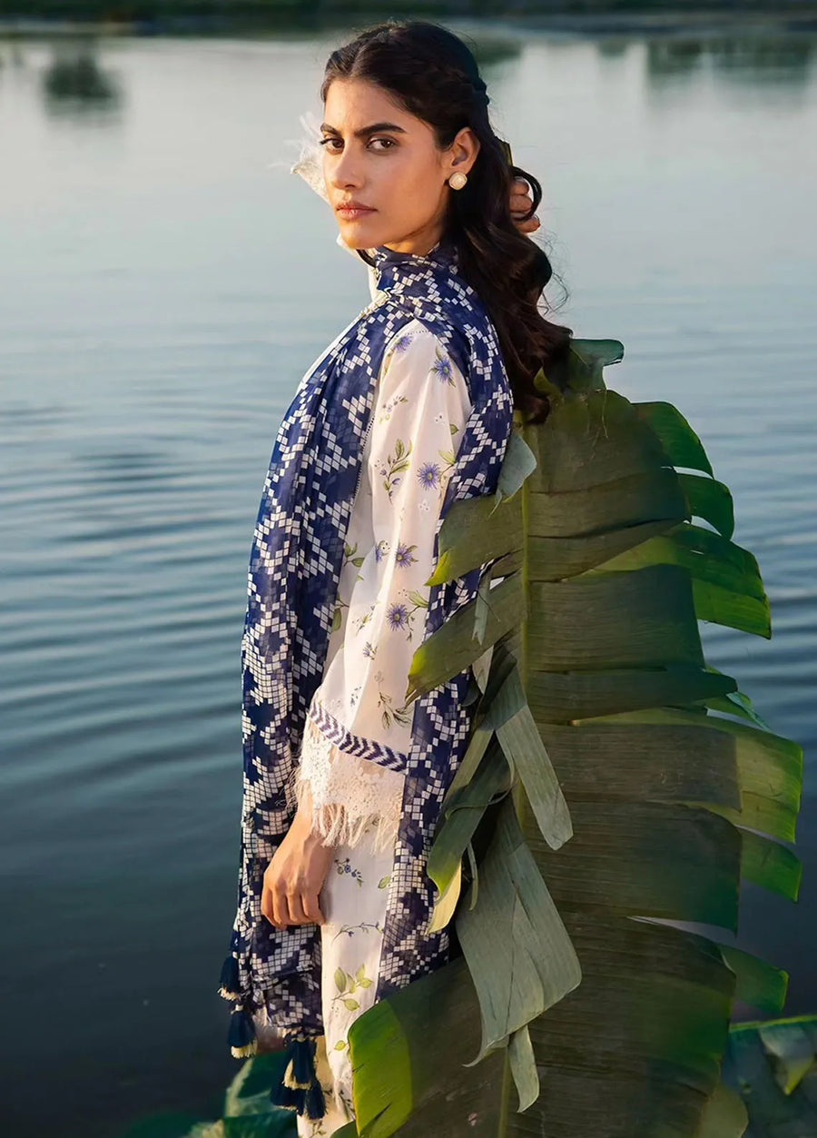 Maria.B M.Basics Embroidered Lawn Unstitched 3Pc Suit MB-01A