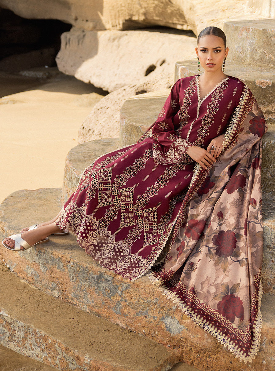 Zainab Chottani Embroidered Chikankari Lawn Unstitched 3Pc Suit D-01B Aysel
