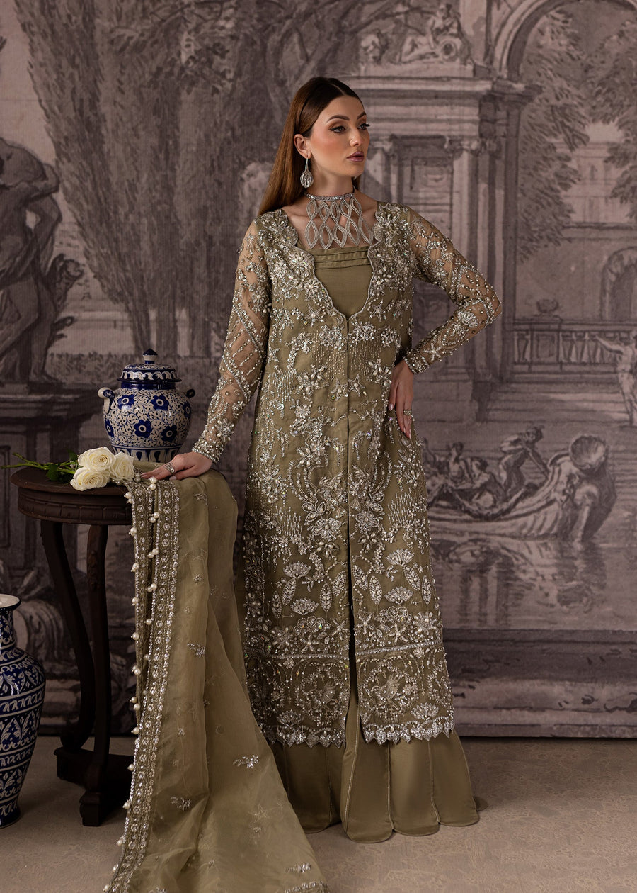 Maria Osama Khan Mystara Embroidered Organza Unstitched 3Pc Suit - Oraya