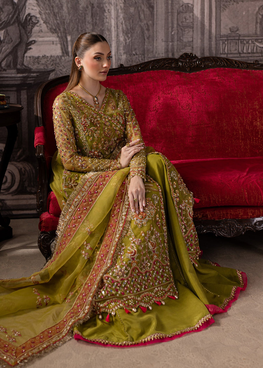 Maria Osama Khan Mystara Embroidered Organza Unstitched 3Pc Suit - Noir