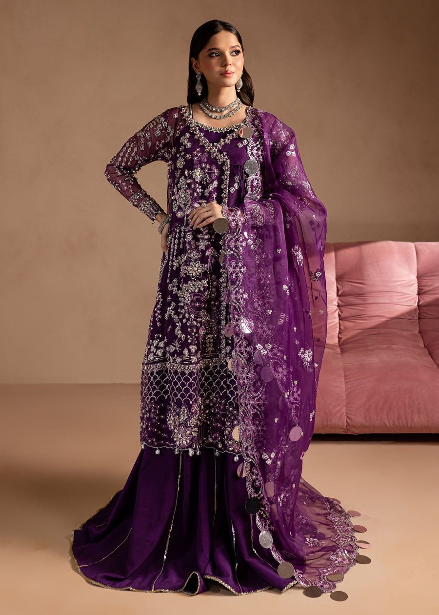 Lamhay by Maria Osama Khan Embroidered Organza Unstitched 3Pc Suit - Sheesham