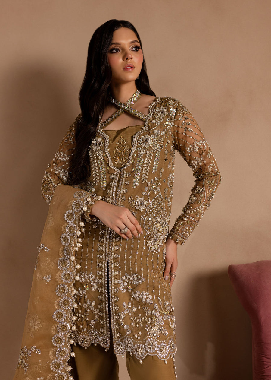 Lamhay by Maria Osama Khan Embroidered Organza Unstitched 3Pc Suit - Sabahat