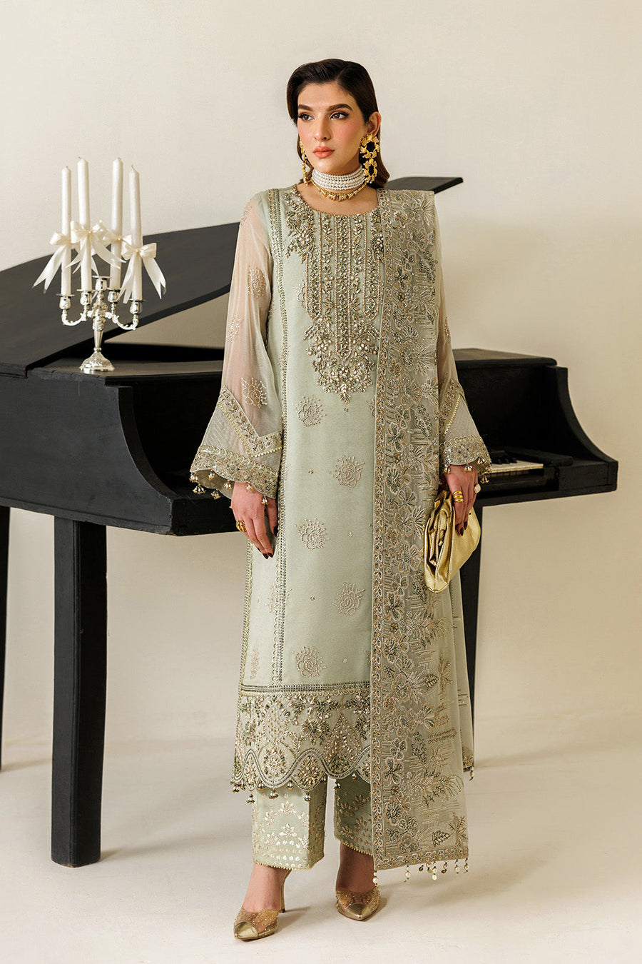 Alizeh Aymal Embroidered Chiffon Unstitched 3Pc SuitAF-BHM-4072-Javi