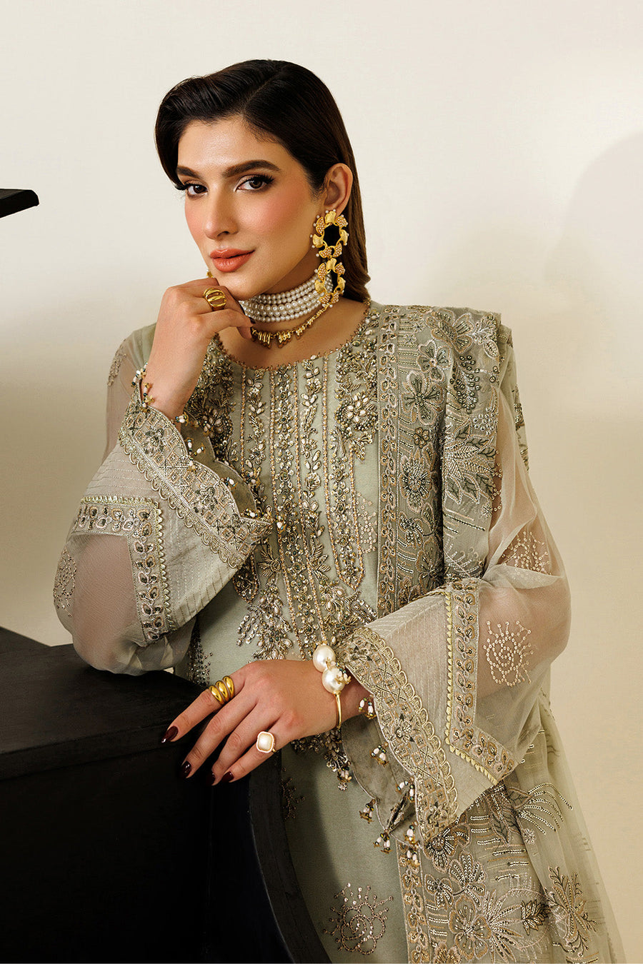 Alizeh Aymal Embroidered Chiffon Unstitched 3Pc SuitAF-BHM-4072-Javi