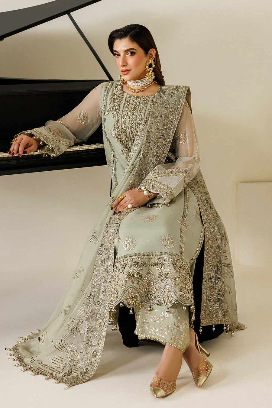 Alizeh Aymal Embroidered Chiffon Unstitched 3Pc SuitAF-BHM-4072-Javi