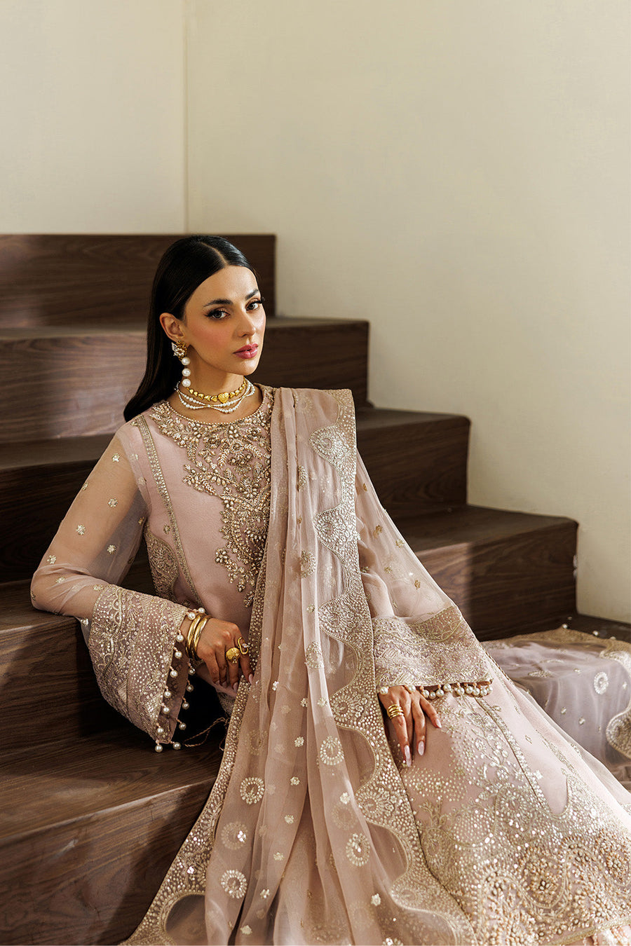 Alizeh Aymal Embroidered Chiffon Unstitched 3Pc SuitAF-BHM-4076-Reef