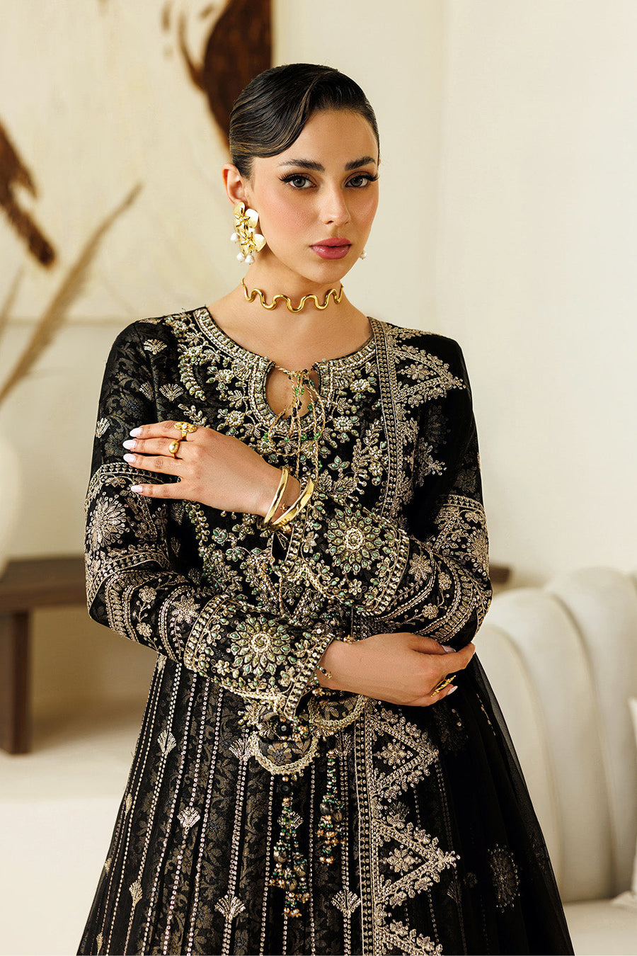 Alizeh Aymal Embroidered Chiffon Unstitched 3Pc SuitAF-BHM-4073-Blanc
