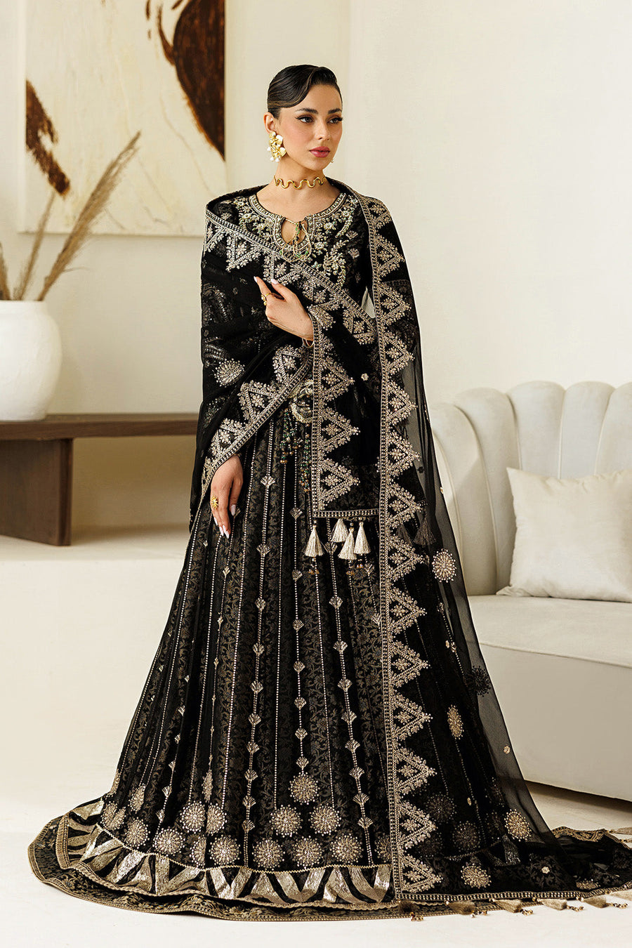 Alizeh Aymal Embroidered Chiffon Unstitched 3Pc SuitAF-BHM-4073-Blanc