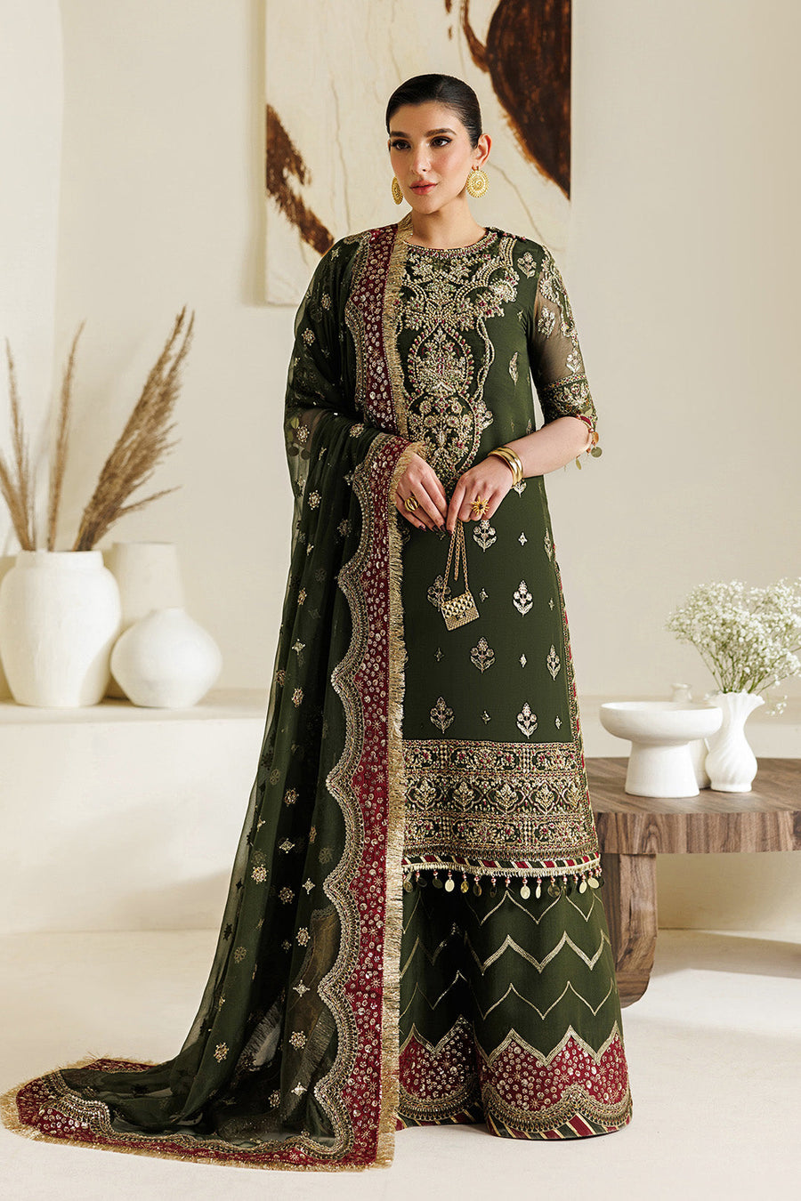 Alizeh Aymal Embroidered Chiffon Unstitched 3Pc SuitAF-BHM-4075-Hyan