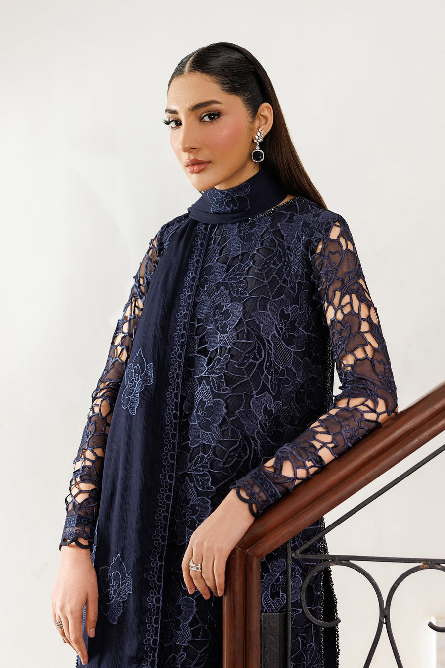Zarif Nourah Embroidered Luxury Chiffon Unstitched 3Pc Suit - SARAYA