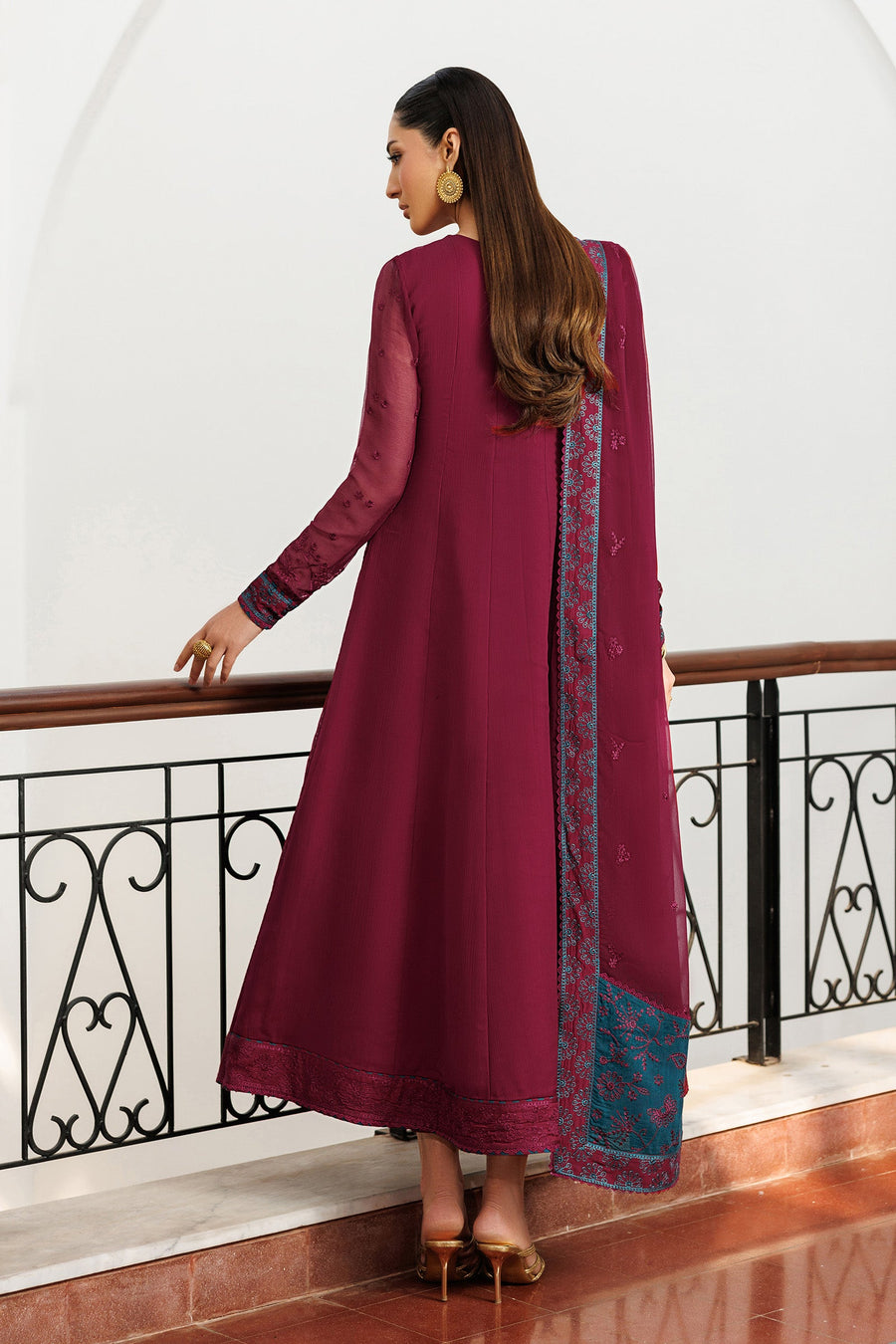 Zarif Nourah Embroidered Luxury Chiffon Unstitched 3Pc Suit - MAHAL