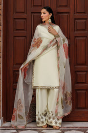 Zarif Nourah Embroidered Luxury Chiffon Unstitched 3Pc Suit - AMANI