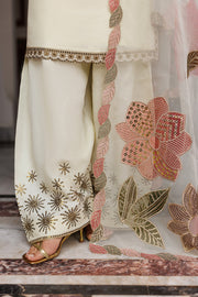 Zarif Nourah Embroidered Luxury Chiffon Unstitched 3Pc Suit - AMANI