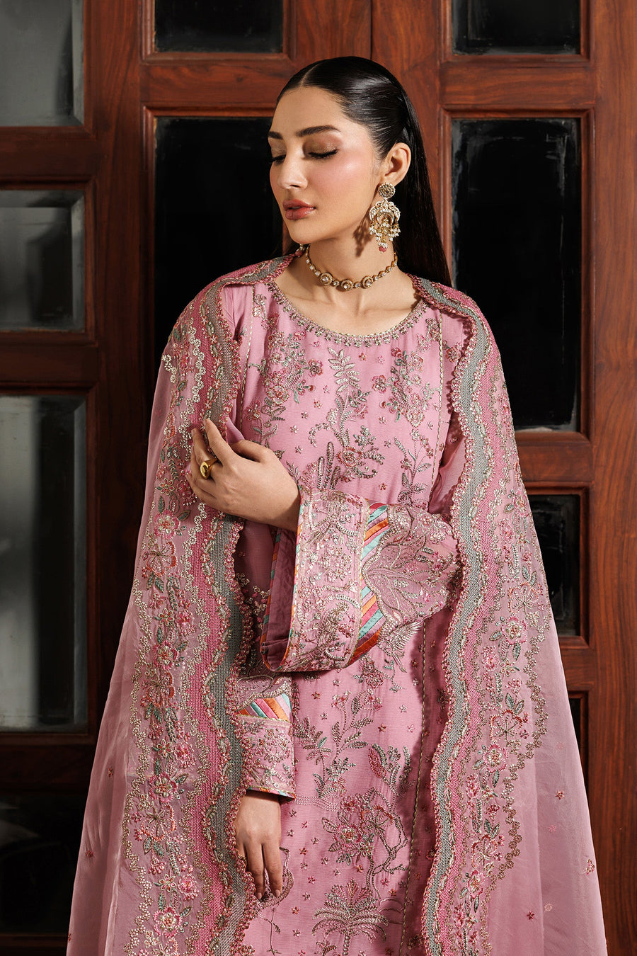 Zarif Nourah Embroidered Luxury Chiffon Unstitched 3Pc Suit - SHAYRA