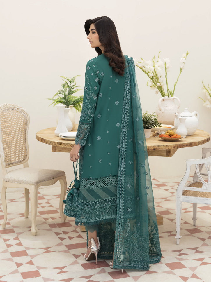Afrozeh Festive Unstitched Chikankari Lawn 3Pc Suit AL-23-V3-04 Tiffany Blue