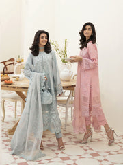 Afrozeh Festive Unstitched Chikankari Lawn 3Pc Suit AL-23-V3-01 Silver Luster