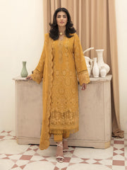 Afrozeh Festive Unstitched Chikankari Lawn 3Pc Suit AL-23-V3-03 Goldenrod