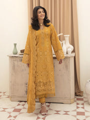 Afrozeh Festive Unstitched Chikankari Lawn 3Pc Suit AL-23-V3-03 Goldenrod