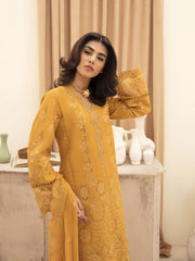 Afrozeh Festive Unstitched Chikankari Lawn 3Pc Suit AL-23-V3-03 Goldenrod