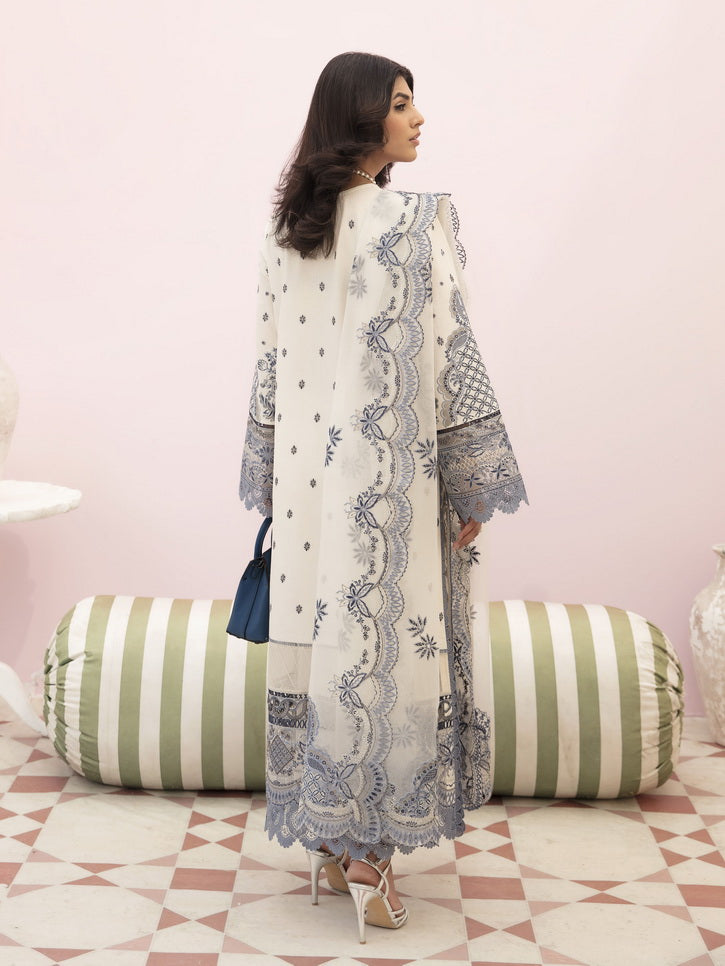 Afrozeh Festive Unstitched Chikankari Lawn 3Pc Suit AL-23-V3-05 Snow Lagoon