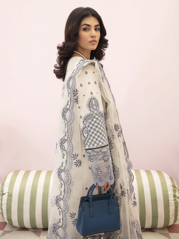 Afrozeh Festive Unstitched Chikankari Lawn 3Pc Suit AL-23-V3-05 Snow Lagoon