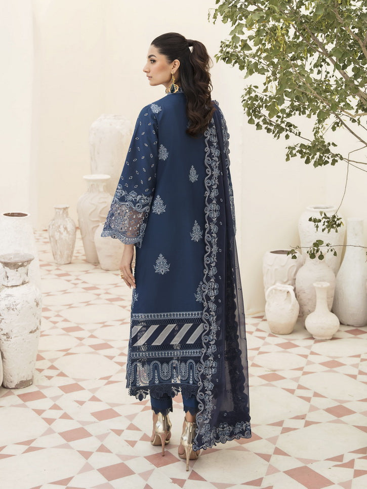 Afrozeh Festive Unstitched Chikankari Lawn 3Pc Suit AL-23-V3-09 Azure