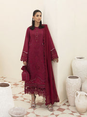 Afrozeh Festive Unstitched Chikankari Lawn 3Pc Suit AL-23-V3-08 Claret