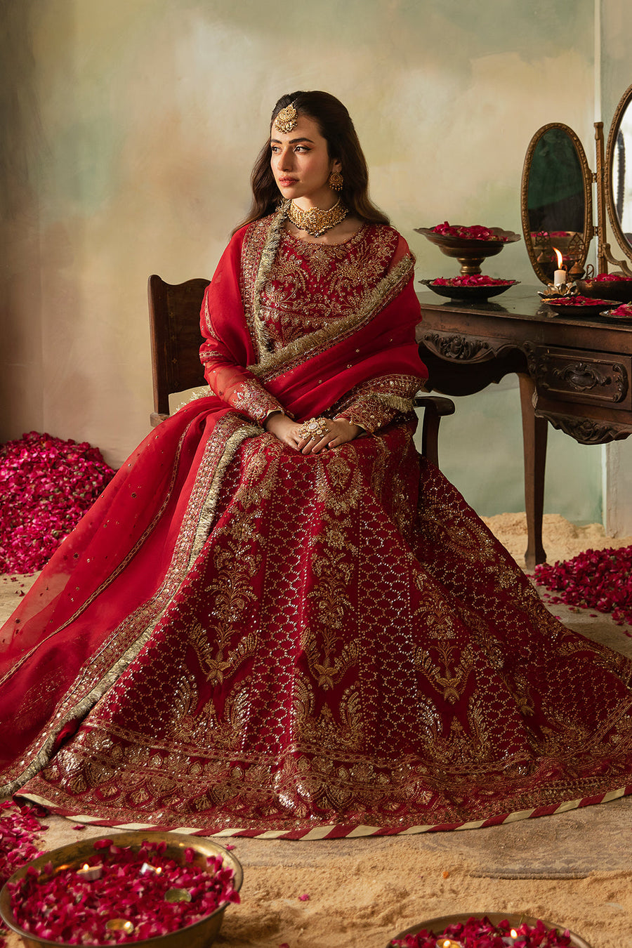 Elena by Saad Shaikh Embroidered Organza Unstitched 3Pc Suit E-03 Cerise
