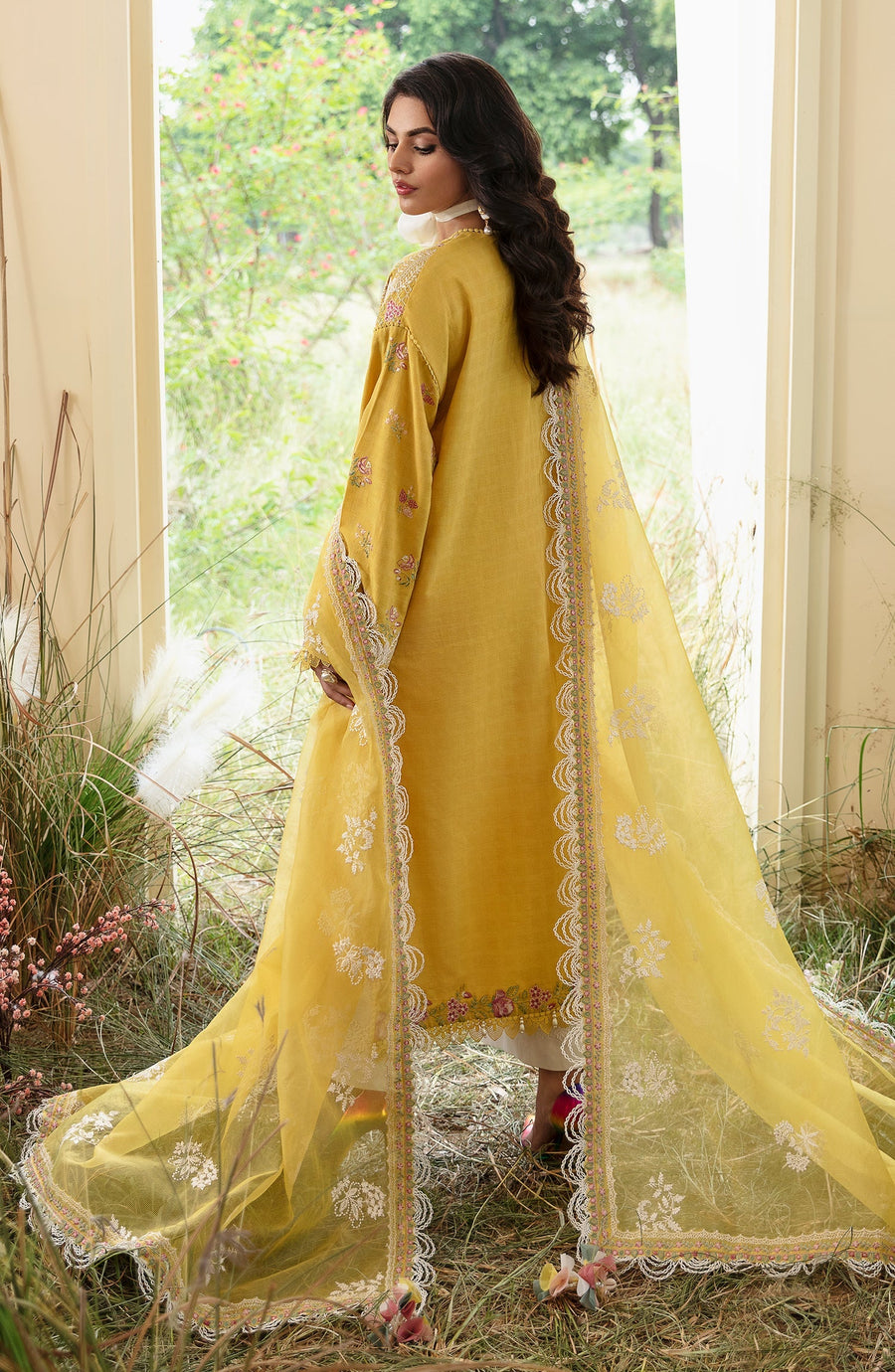 Zevk Flora Festive Embroidered Lawn Unstitched 3Pc Suit - Lumani