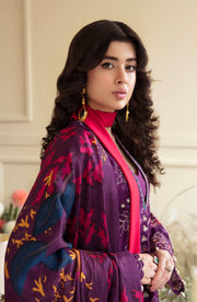 Zevk Flora Festive Embroidered Lawn Unstitched 3Pc Suit - Fuchsia