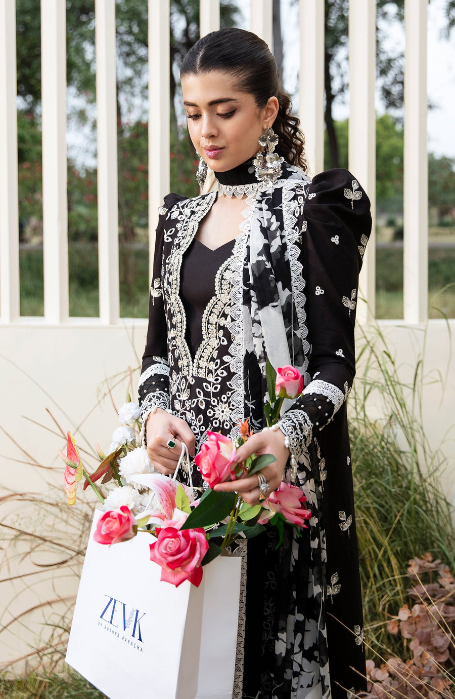 Zevk Flora Festive Embroidered Lawn Unstitched 3Pc Suit - Dusk