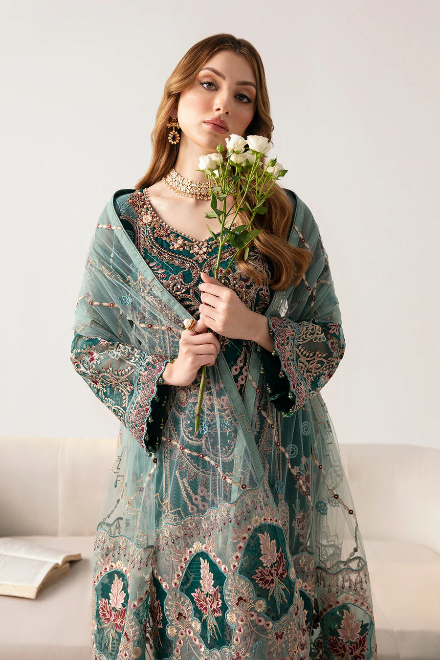 Ramsha Minhal Vol-11 Embroidered Organza Unstitched 3Pc Suit M-1101