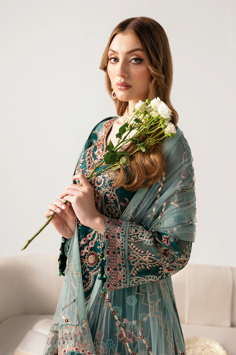 Ramsha Minhal Vol-11 Embroidered Organza Unstitched 3Pc Suit M-1101
