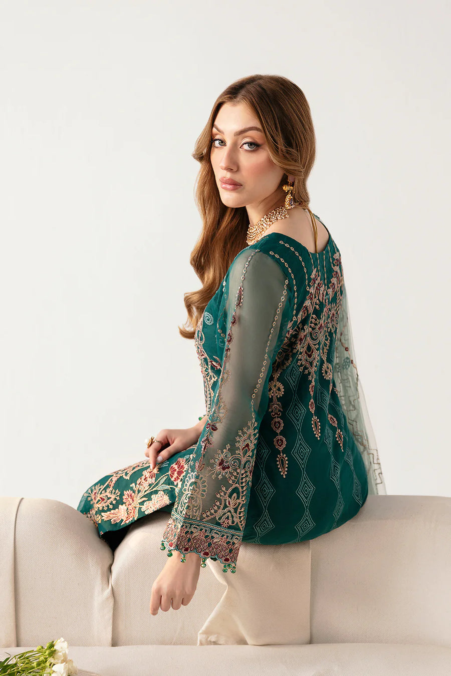 Ramsha Minhal Vol-11 Embroidered Organza Unstitched 3Pc Suit M-1101