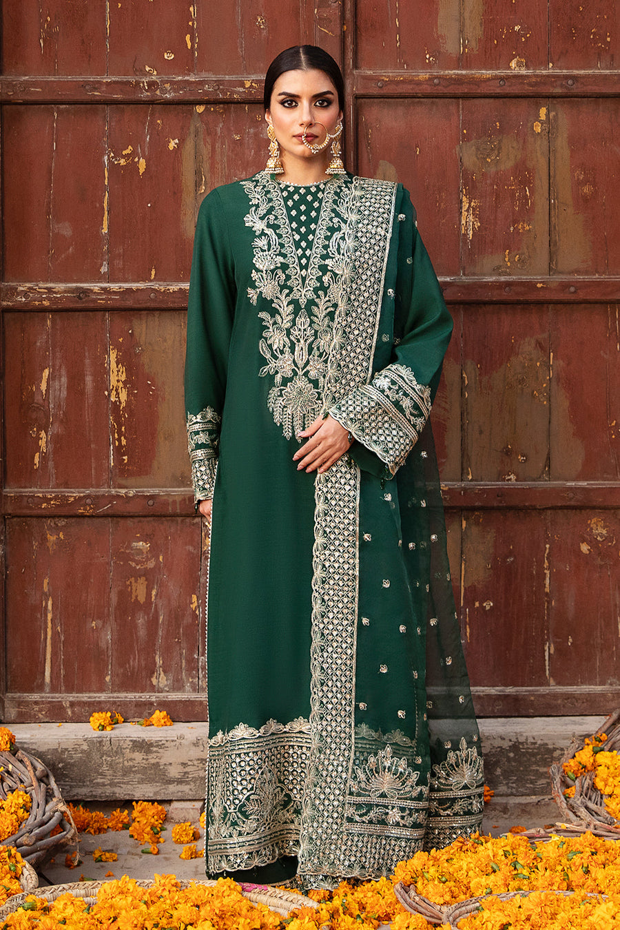 Singhar by Saad Shaikh Festive Unstitched Raw Silk 3Pc Suit - INAYA