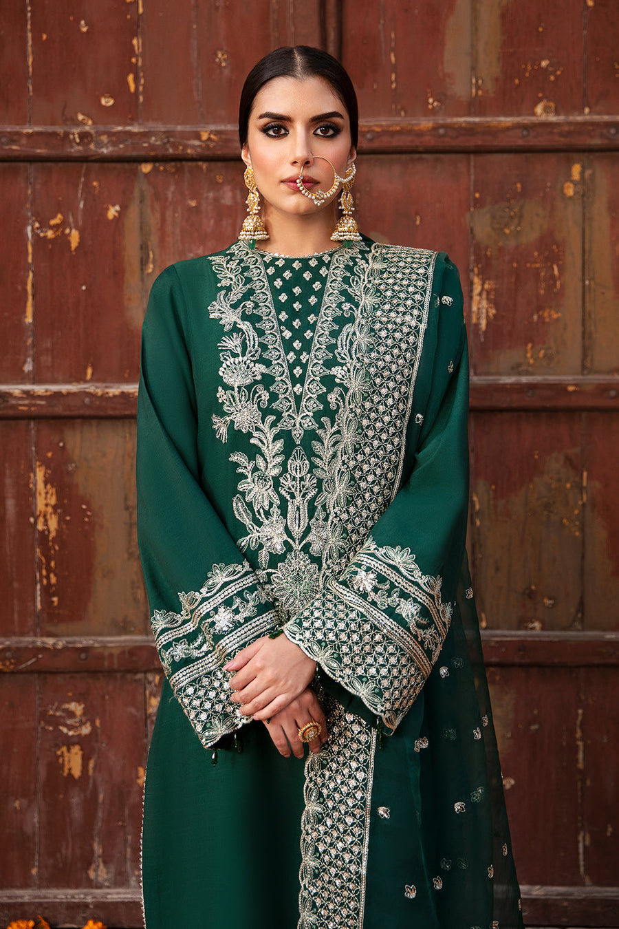 Singhar by Saad Shaikh Festive Unstitched Raw Silk 3Pc Suit - INAYA